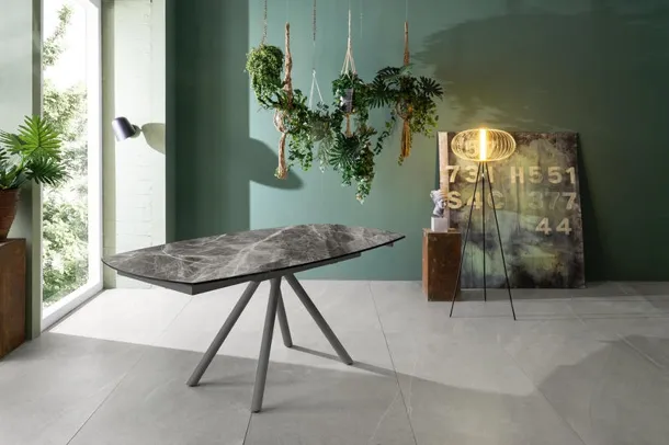 Tavolo allungabile con top in ceramica su vetro Kyoto Four di Stones