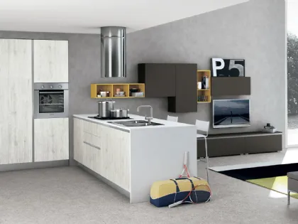 Cucina Moderna Ank con penisola di Creo