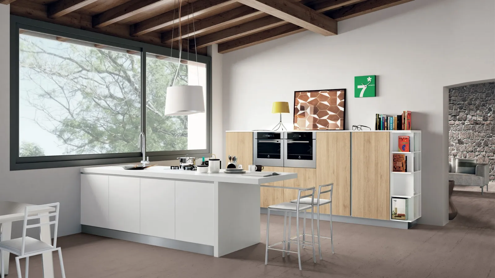 Cucina Moderna Ank con penisola di Creo