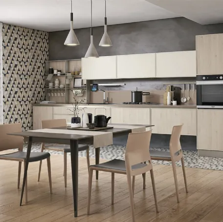 Cucina Moderna lineare Rewind finitura legno di Creo