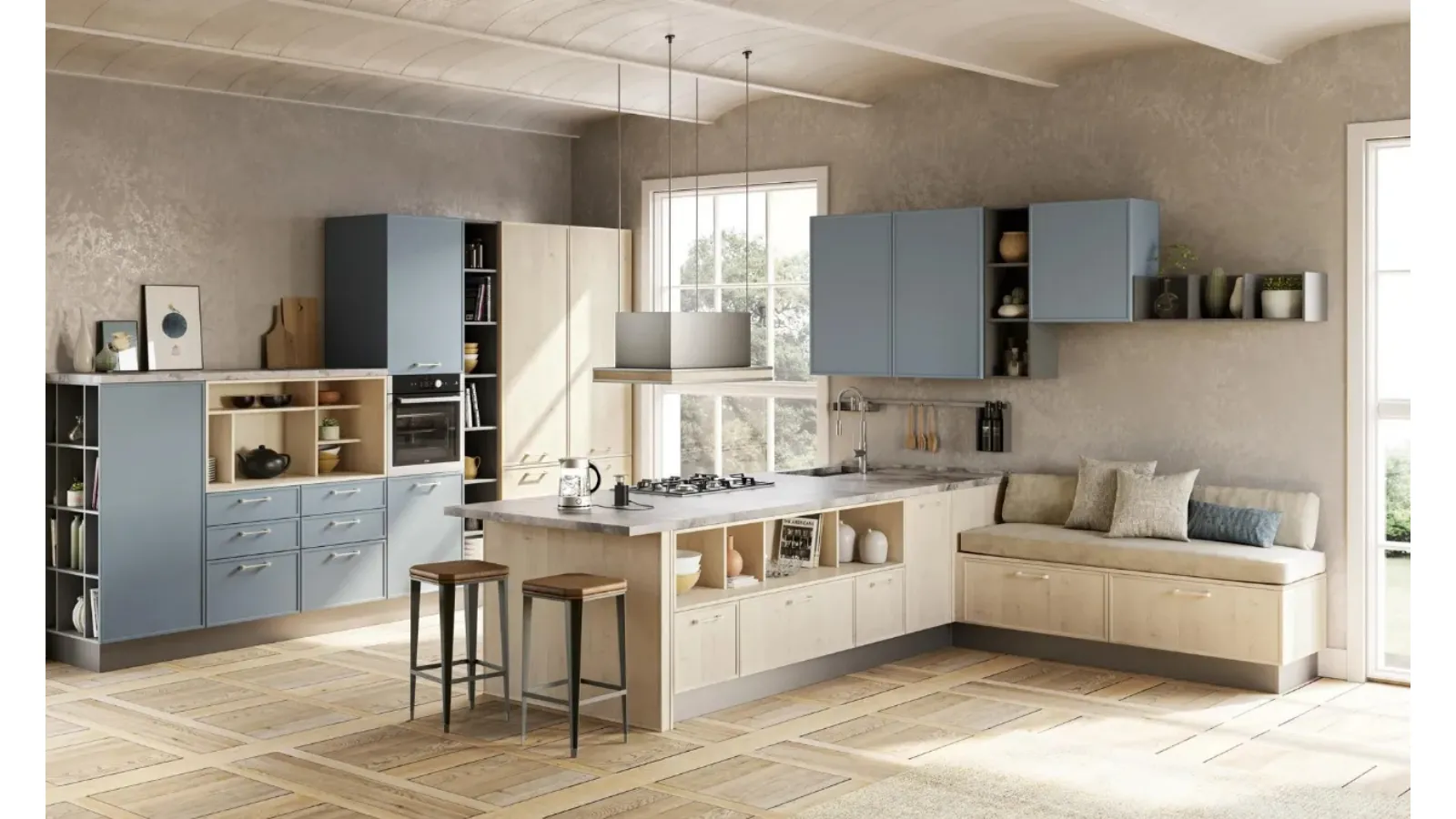Cucina Rewind con penisola di Creo