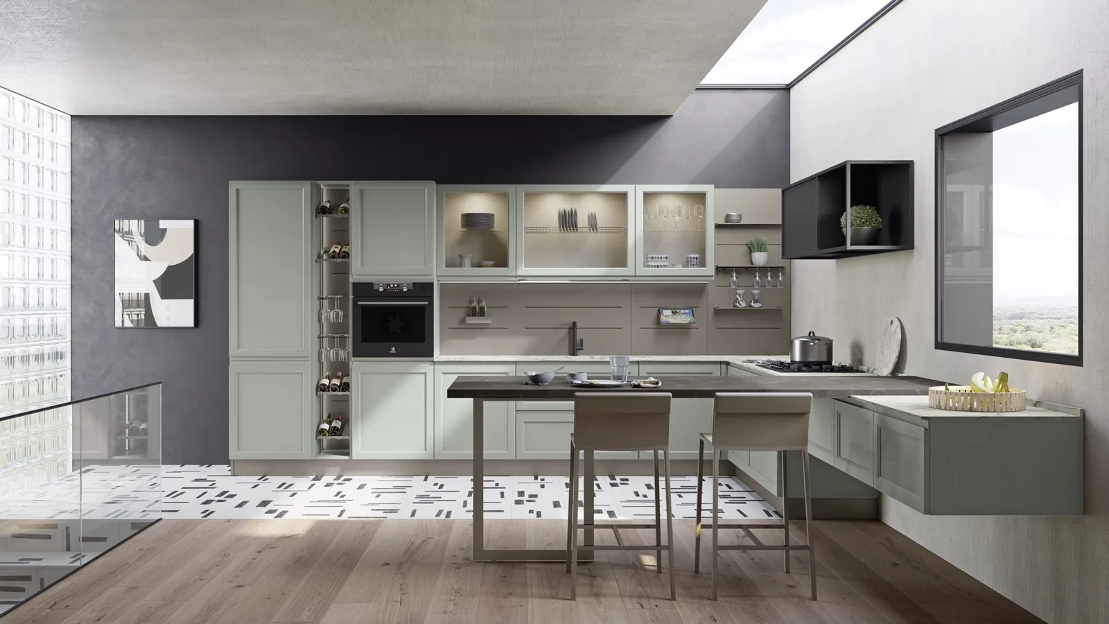 Cucina Moderna Selma con penisola di Creo