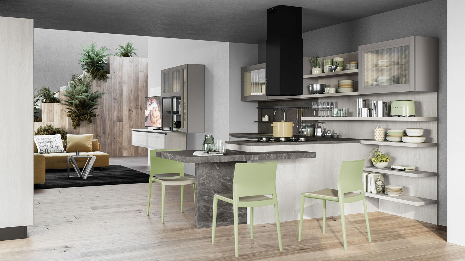 Cucina Moderna Smart con penisola di Creo