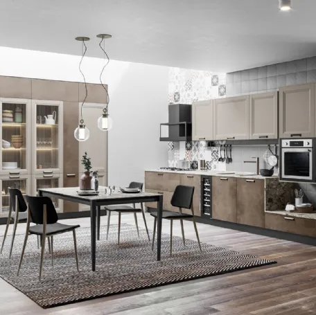 Cucina Moderna Smart lineare finitura Malta Bronzo e Pet Sahara Supermatt di Creo