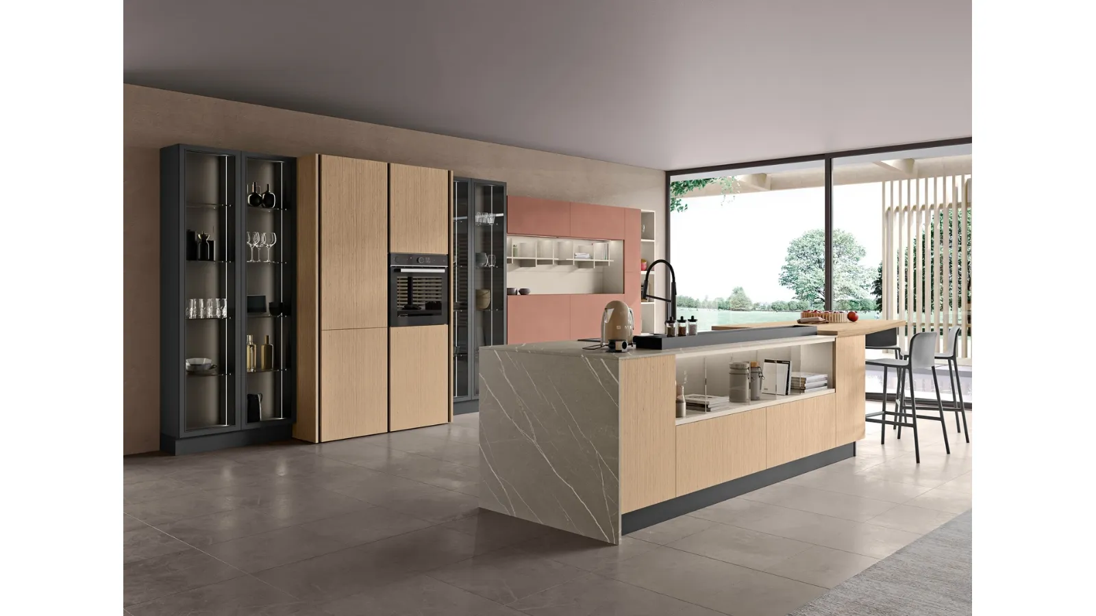 Cucina Moderna Tablet con isola di Creo