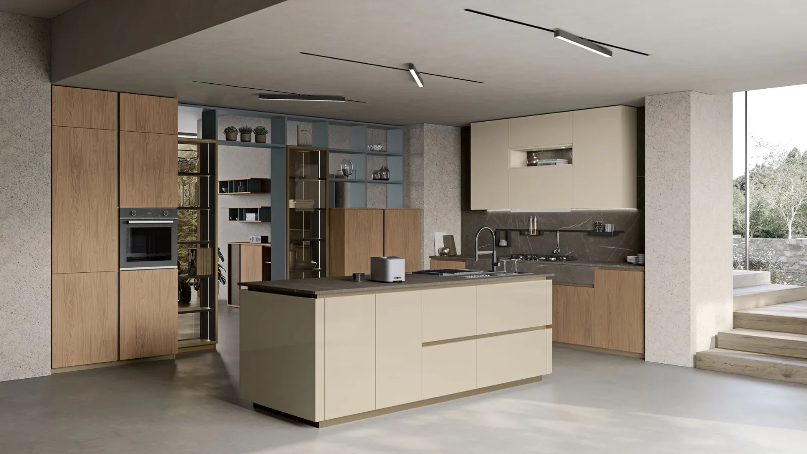 Cucina Moderna Tablet con isola di Creo