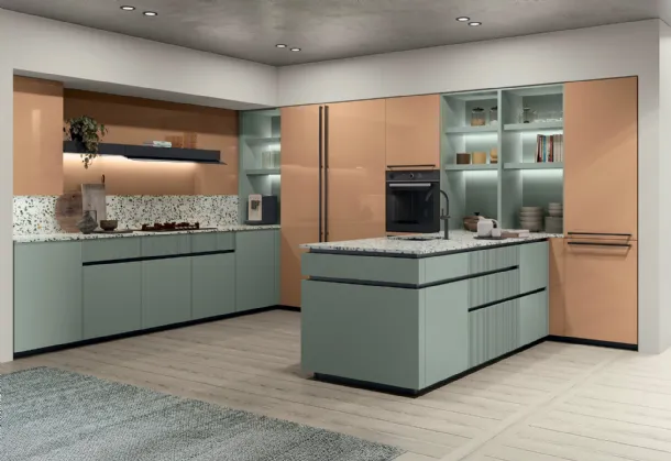 Cucina Moderna Color Lab con Penisola
