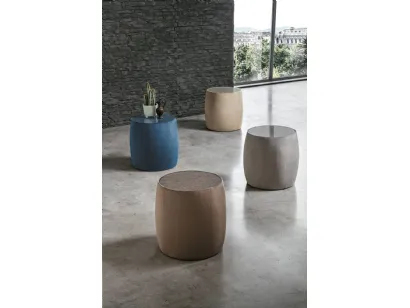 Tavolino Pouf Lepanto con top in vetro e rivestimento in tessuto di Target Point