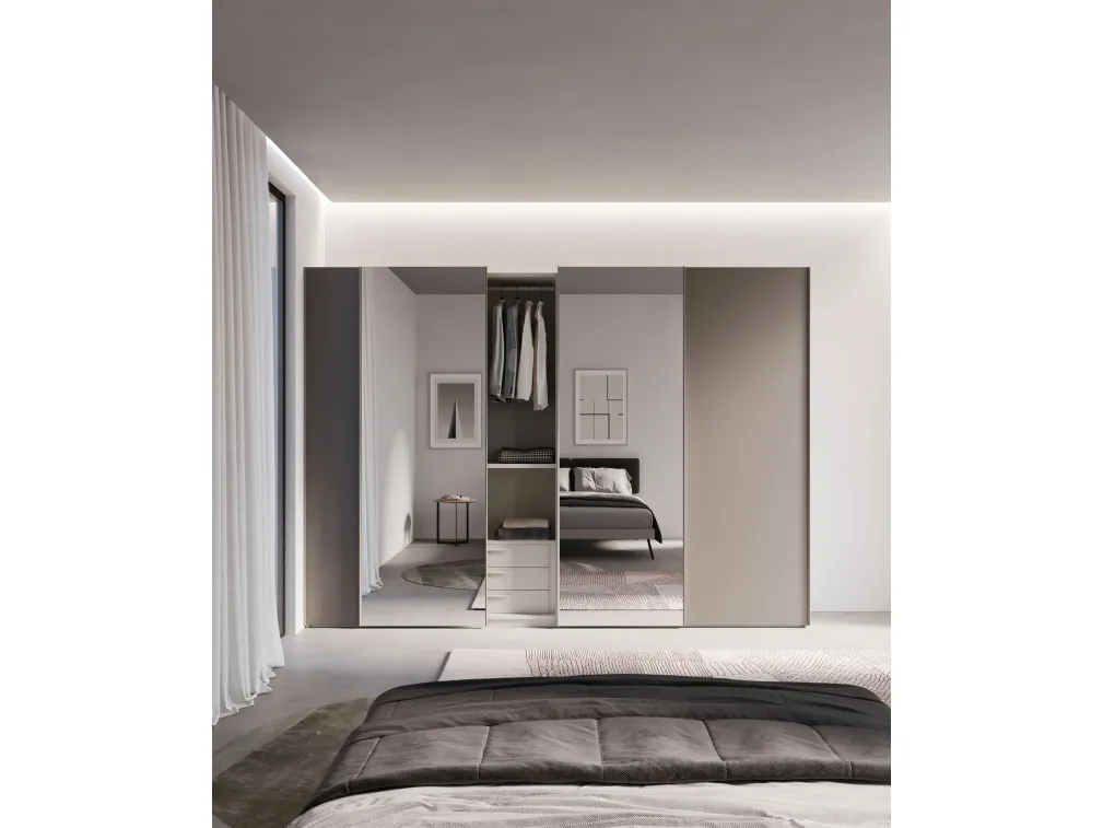 Armadio Armadio finitura Platino ante Specchio Modul Spalla di Nardi Interni