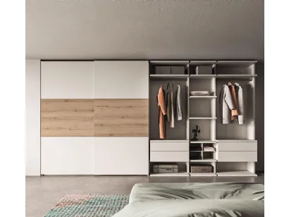 Cabina Armadio in laccato bianco opaco e legno Weekend 02 di Mab