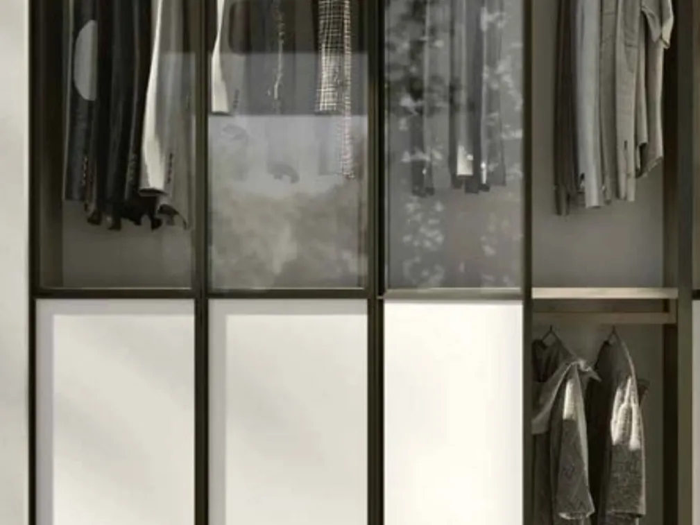 Armadio anta battente in laccato opaco e vetro Glass Mixa di Orme