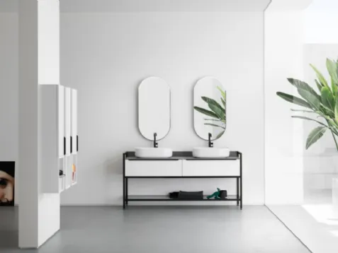 Mobile da Bagno in laccato opaco con piano in gres B201 BD003 di Compab