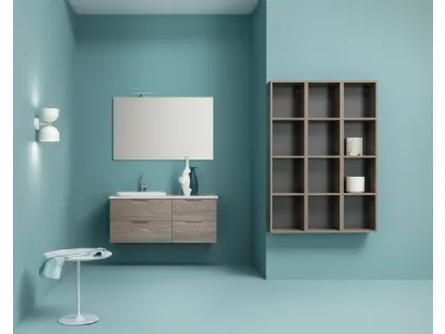 Mobile da Bagno sospeso in melaminico con piano e lavabo in ceramica UPDATE UP 006 di Compab