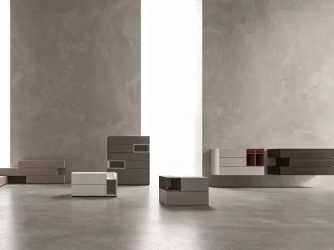 Gruppo notte componibile in laccato opaco Brick di Mab