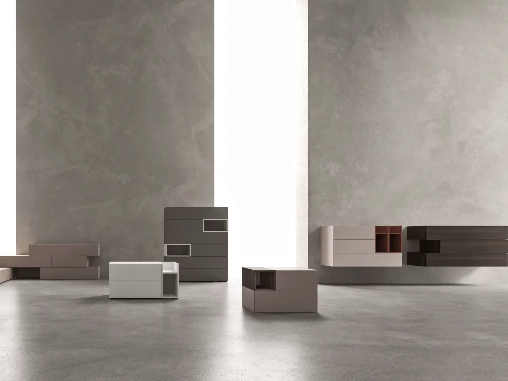 Gruppo notte componibile in laccato opaco Brick di Mab