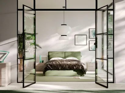 Letto imbottito in tessuto Lenox di Orme