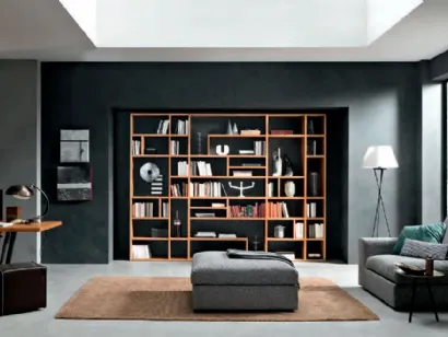 Libreria a muro capiente in legno chiaro Mixer CM10 di FGF Mobili