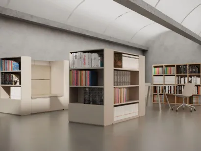 Libreria Isola con Seduta Lettura Ecopelle moduli Box BeFace di Nardi Interni