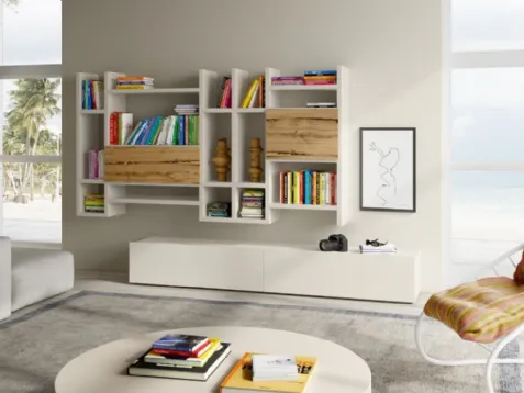 Libreria sospesa 594 in legno laccato bianco e Briccola di Venezia di Napol