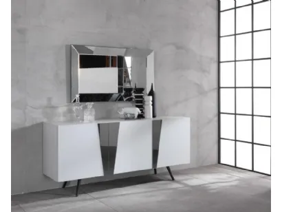 Madia Ginger 02 in melaminico bianco con inserti specchiati di Stones