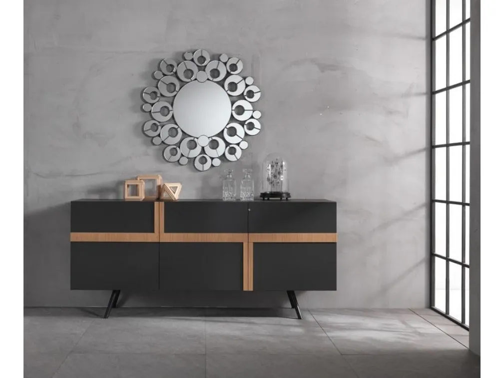 Madia Ginger in melaminico con inserti in rovere di Stones