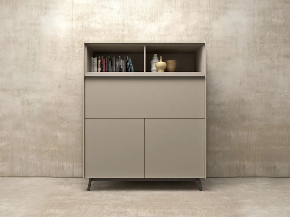 Madia Alta dal design moderno in laccato opaco Glamour 04 di Mab
