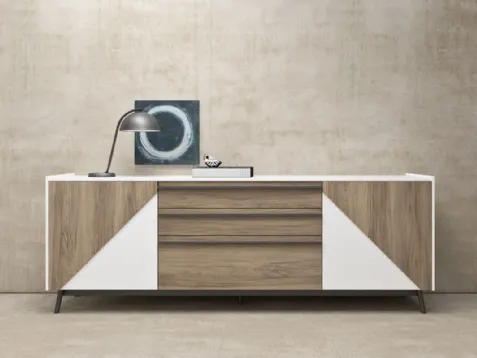 Madia in essenza legno e melaminico bianco con piedini in metallo Glamour 09 di Mab