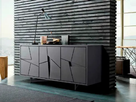Madia in laccato Antracite a 3 ante sfaccettate Special di FGF Mobili