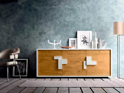 Madia Swing Oak in laccato Snow e legno di FGF Mobili