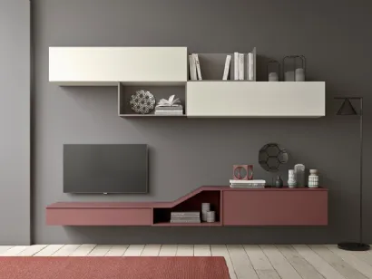 Parete Attrezzata in laccato opaco dai colori decisi e dal design moderno Comp 30 di Mab