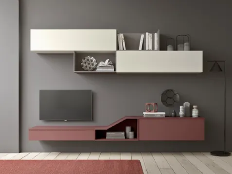 Parete Attrezzata in laccato opaco dai colori decisi e dal design moderno Comp 30 di Mab