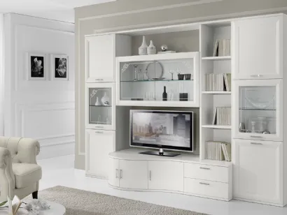 Madia Jazz D'elite composizione J047 finitura Bianco Frassino e Vetro di Gierre Mobili