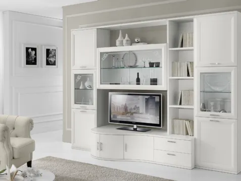 Madia Jazz D'elite composizione J047 finitura Bianco Frassino e Vetro di Gierre Mobili
