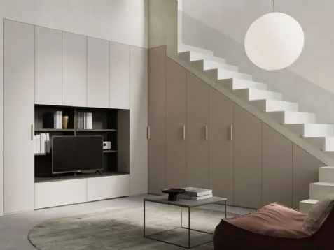 Parete Attrezzata Living Sottoscala su Misura Modul Spalla di Nardi Interni