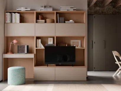 Parete Attrezzata Living tortora con Desk Modul Box di Nardi Interni