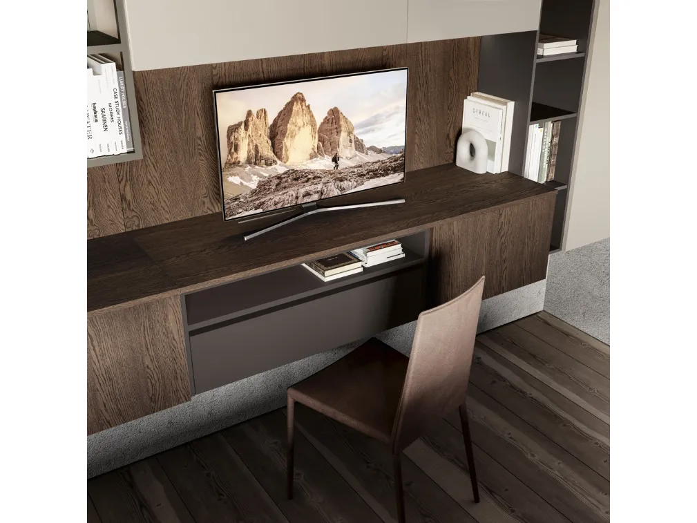 Parete Attrezzata Tablet Wood 03 di Creo