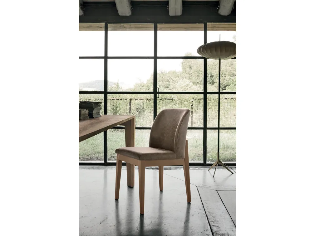 Sedia Salisburgo con struttura in legno verniciato e seduta in morbido tessuto Soft Touch Vintage di Target Point