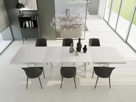 Tavolo allungabile XL in melaminico bianco di Zamagna