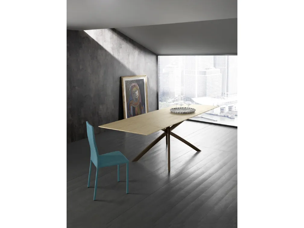 Tavolo Twist 180 Alllungabile con struttura in metallo verniciato e piano in legno di Zamagna