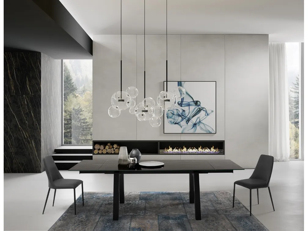 Tavolo T1358A Sand 180 in ceramica nero lucido di Zamagna
