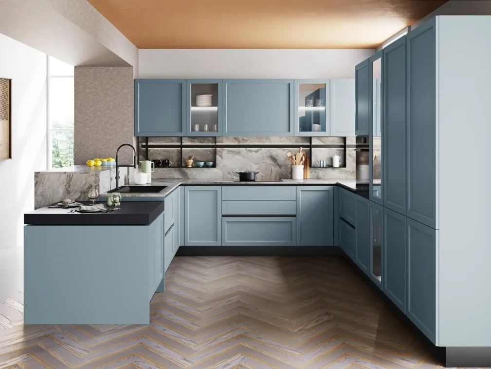 Cucina Classica Contempo angolare in laccato opaco di Creo