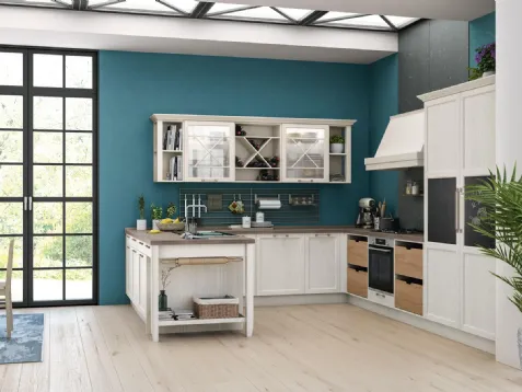 Cucina Classica angolare Contempo in Frassino laccato Bianco di Creo