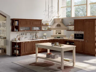 Cucina Classica angolare Grace in Frassino tinto Noce di Creo