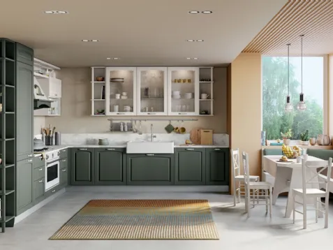 Cucina Classica angolare Grace in Frassino Verde di Creo