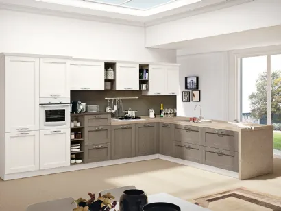 Cucina Classiche Iris finitura Bianco Camelia e Grigio invecchiato di Creo