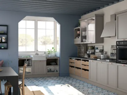 Cucina Moderna Contempo finitura Argilla anta a Doghe e liscia di Creo