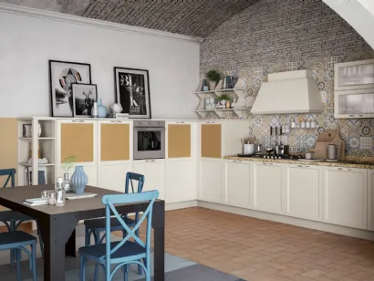 Cucina Moderna Contempo finitura Bianca ed ante con bugna effetto Juta di Creo