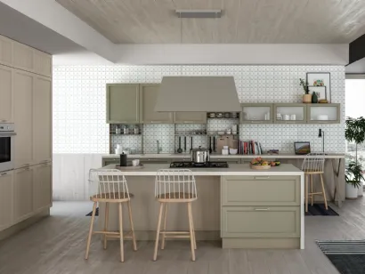 Cucina Moderna Contempo finitura Tortora con ante a Doghe e liscie di Creo
