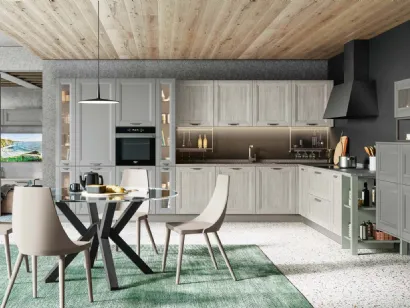 Cucina Moderna Smart angolare Rovere Greige e Pet Luna Supermatt di Creo