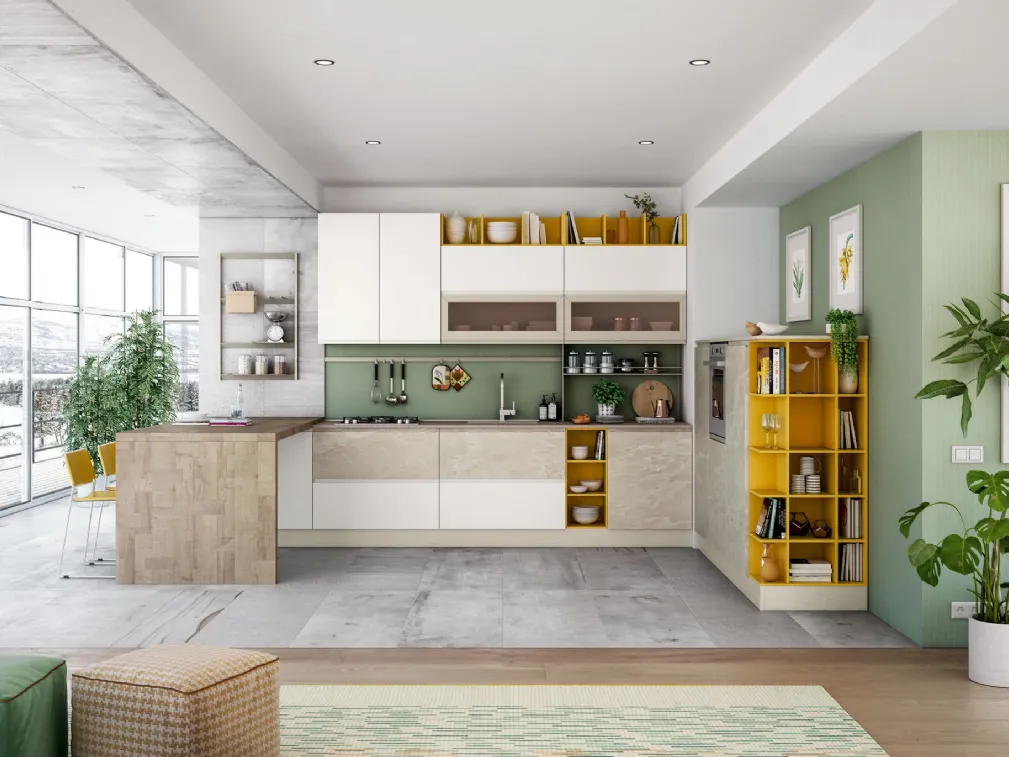 Cucina Moderna Jey Feel con penisola di Creo